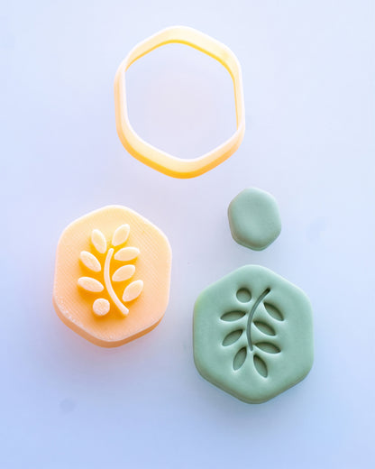 Boho Organic Mix & Match Imprint Clay Cutter Set – (D) Curved Sprig