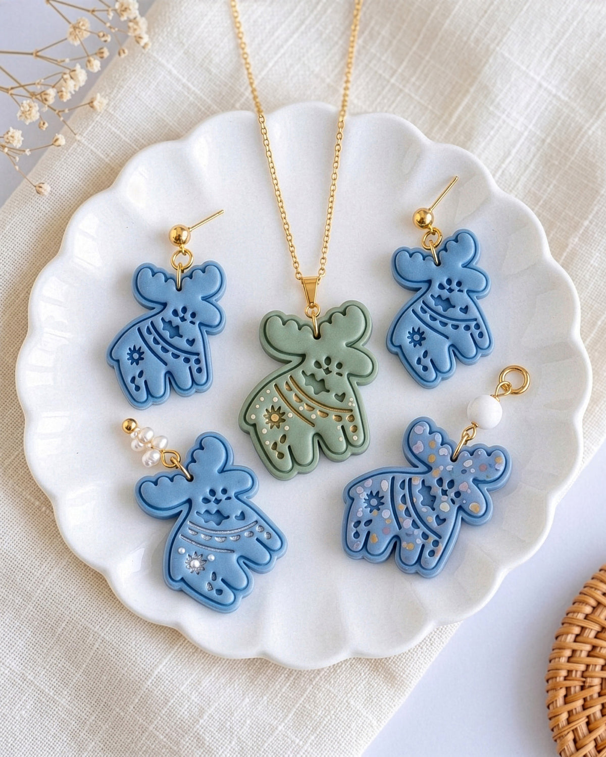 Scandi Folk Moose Imprint Clay Cutter – Finished Result