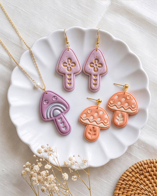 Nordic Folk Mushroom Imprint Clay Cutter Set – Finished Result
