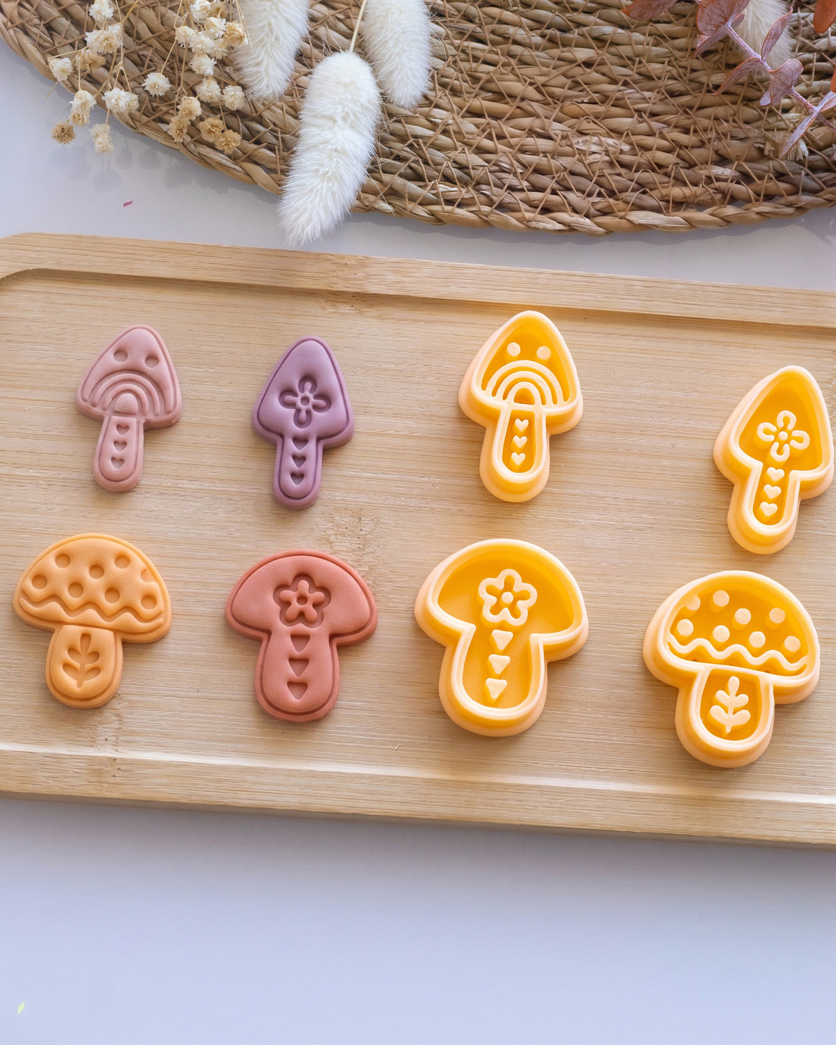 Nordic Folk Mushroom Imprint Clay Cutter Set – Process