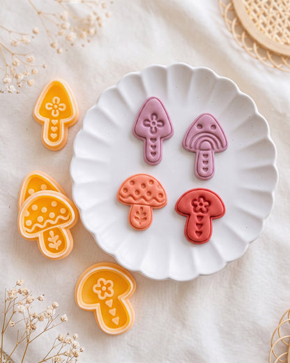 Nordic Folk Mushroom Imprint Clay Cutter Set – Full Set (4 Designs)