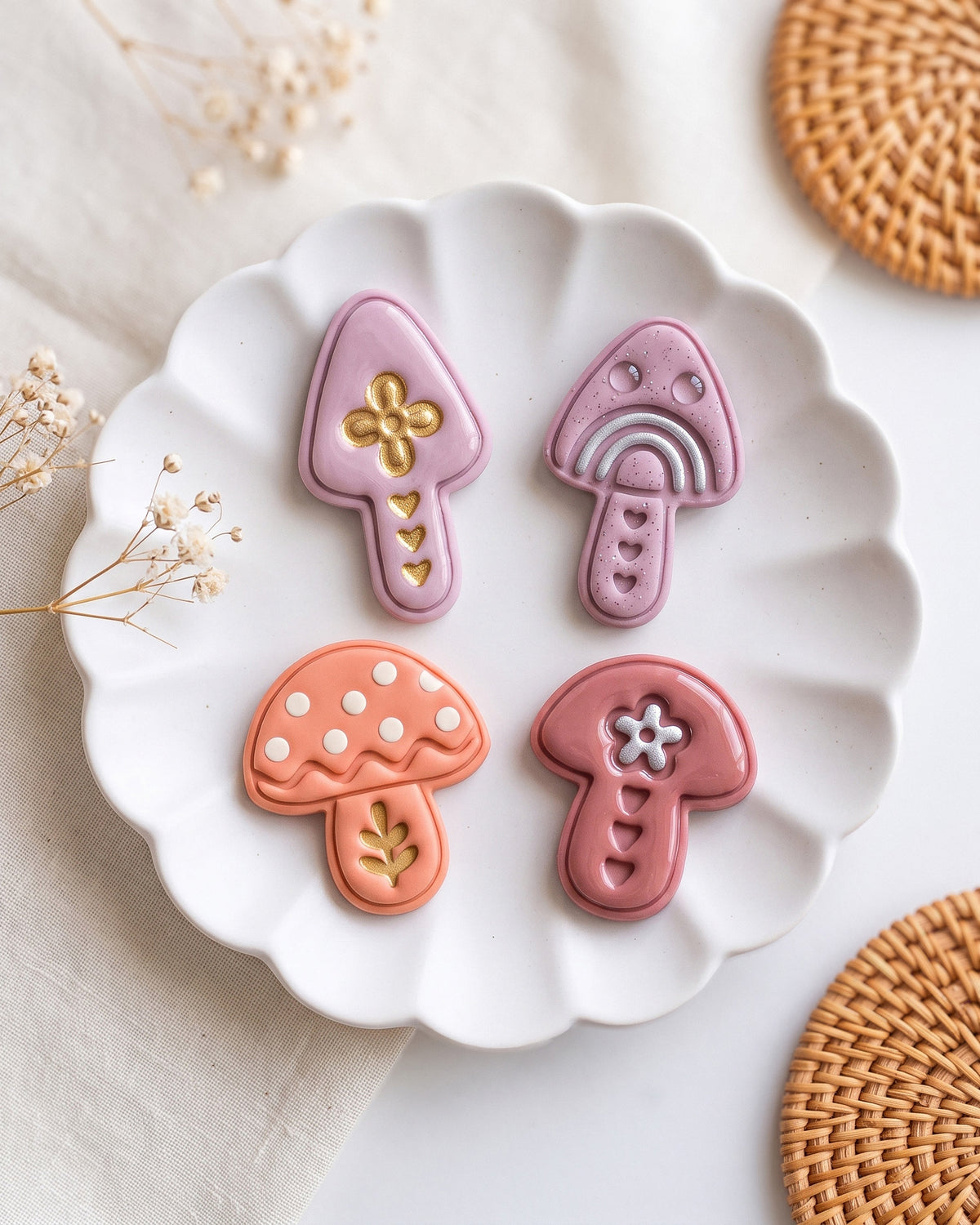 Nordic Folk Mushroom Imprint Clay Cutter Set – Creative Variations