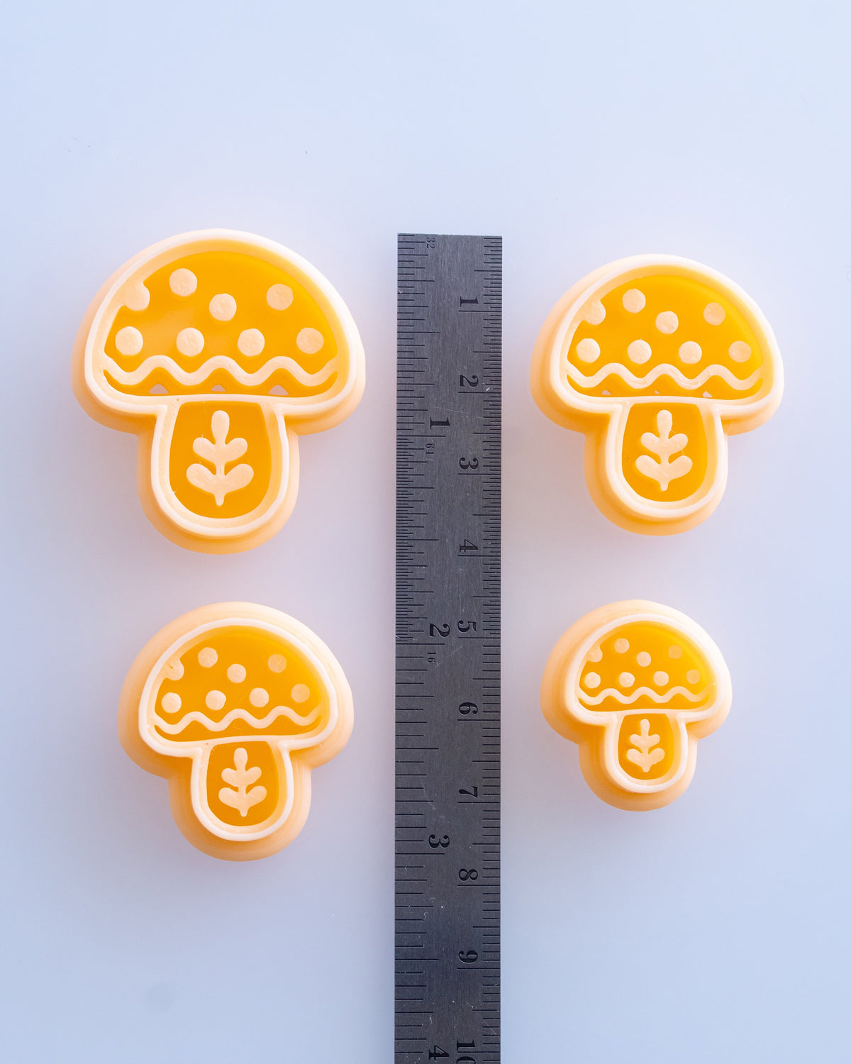 Nordic Folk Mushroom Imprint Clay Cutter Set – Size Reference