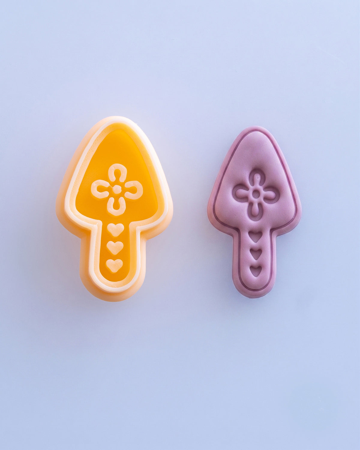 Nordic Folk Mushroom Imprint Clay Cutter Set – (A) Heart Mushroom