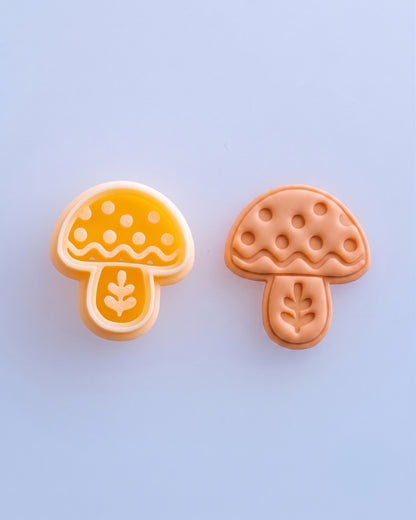 Nordic Folk Mushroom Imprint Clay Cutter Set – (D) Leaf Mushroom