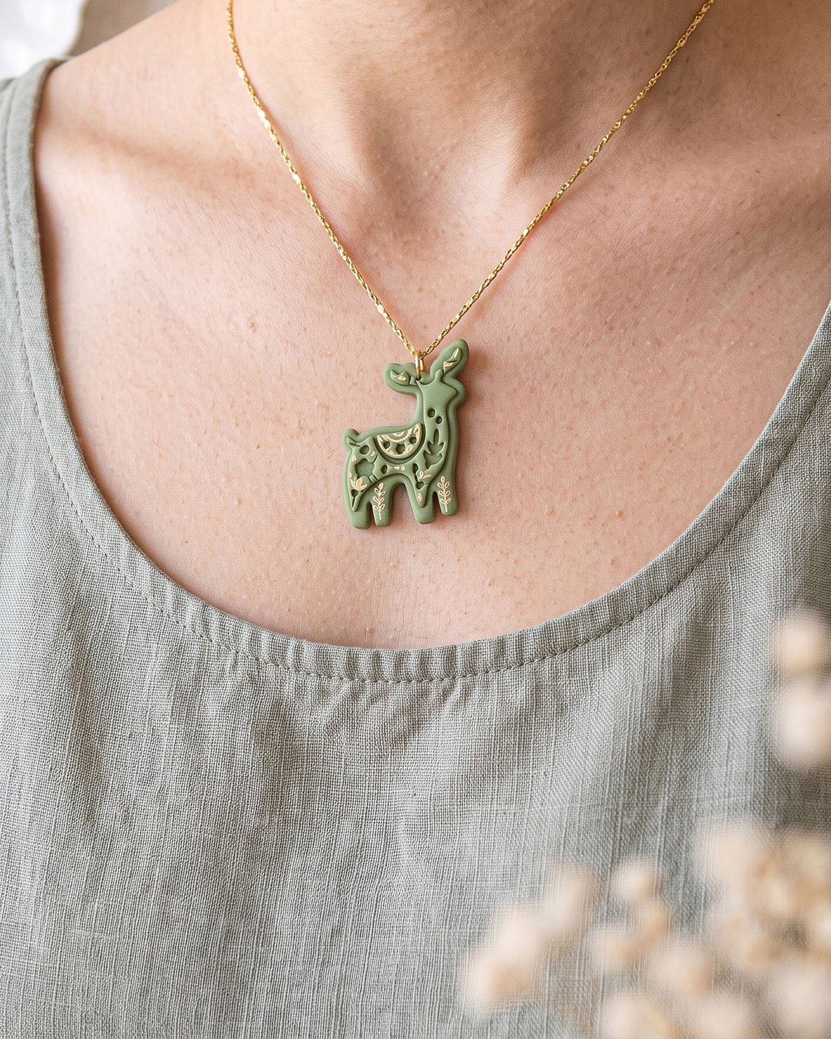 Scandi Folk Reindeer Imprint Clay Cutter – Wear Shot
