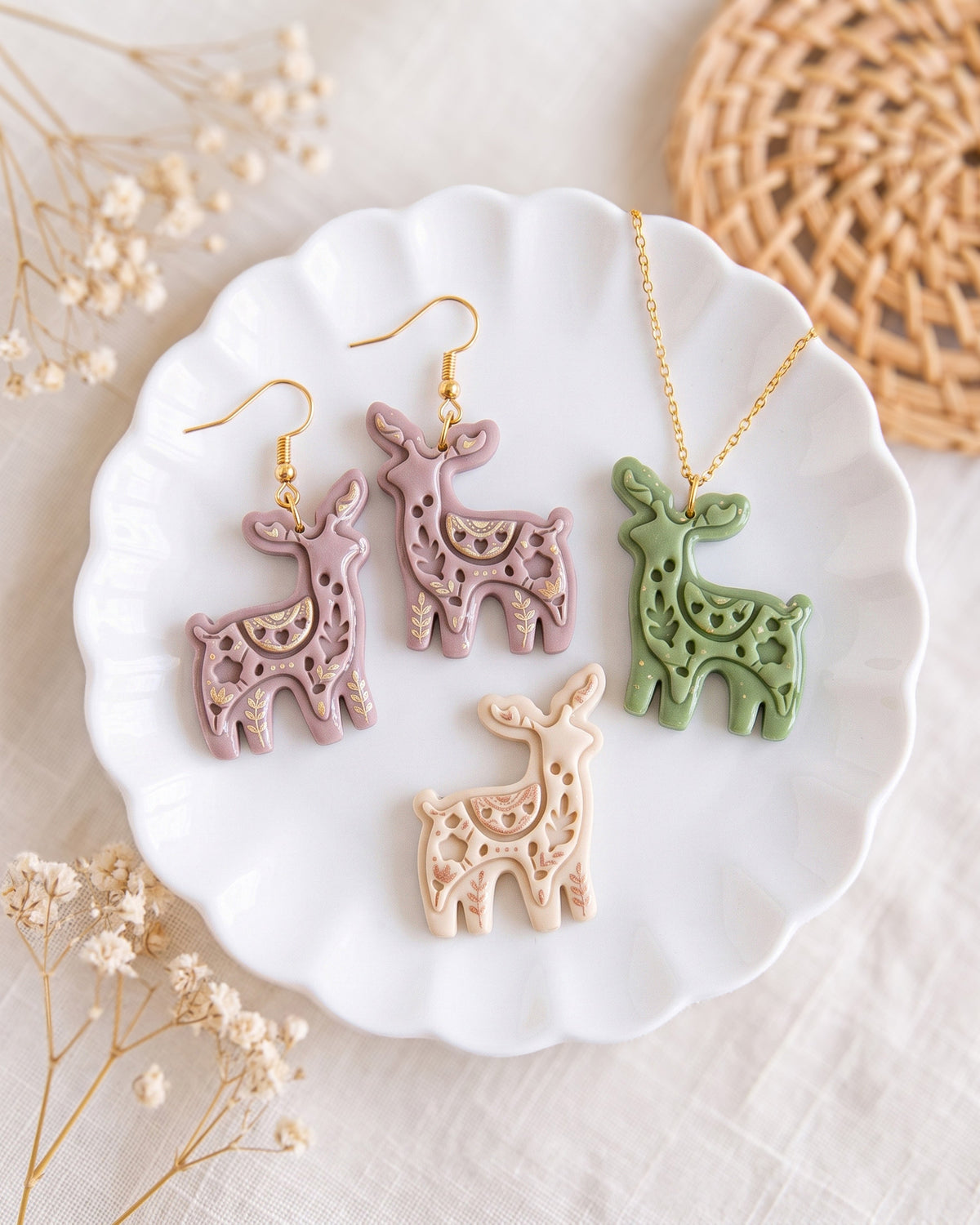 Scandi Folk Reindeer Imprint Clay Cutter – Finished Result