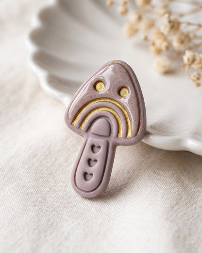 Scandi Folk Rainbow Mushroom Imprint Clay Cutter – Detail
