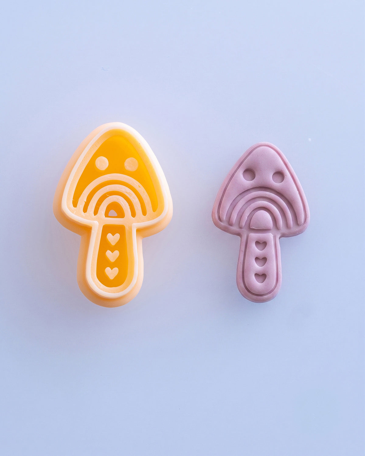 Scandi Folk Rainbow Mushroom Imprint Clay Cutter – Process