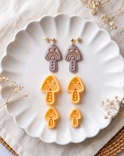 Scandi Folk Rainbow Mushroom Imprint Clay Cutter – Finished Result