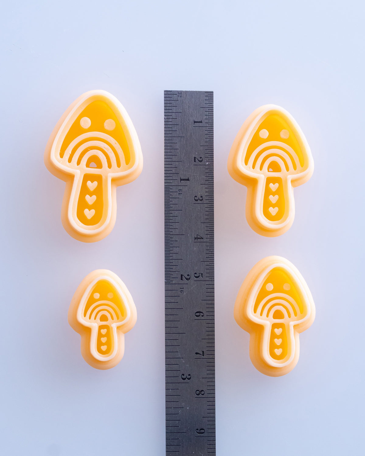Scandi Folk Rainbow Mushroom Imprint Clay Cutter – Size Reference