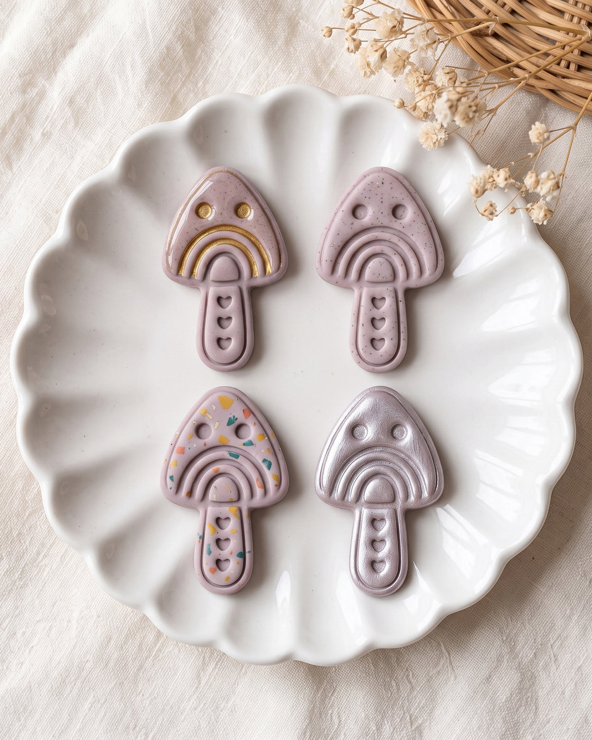 Scandi Folk Rainbow Mushroom Imprint Clay Cutter – Creative Variations