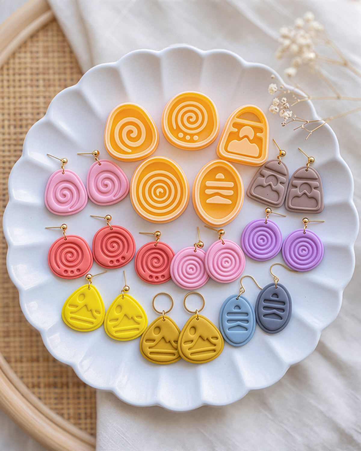 Boho Spiral & Mountain Imprint Clay Cutter Set – Hero