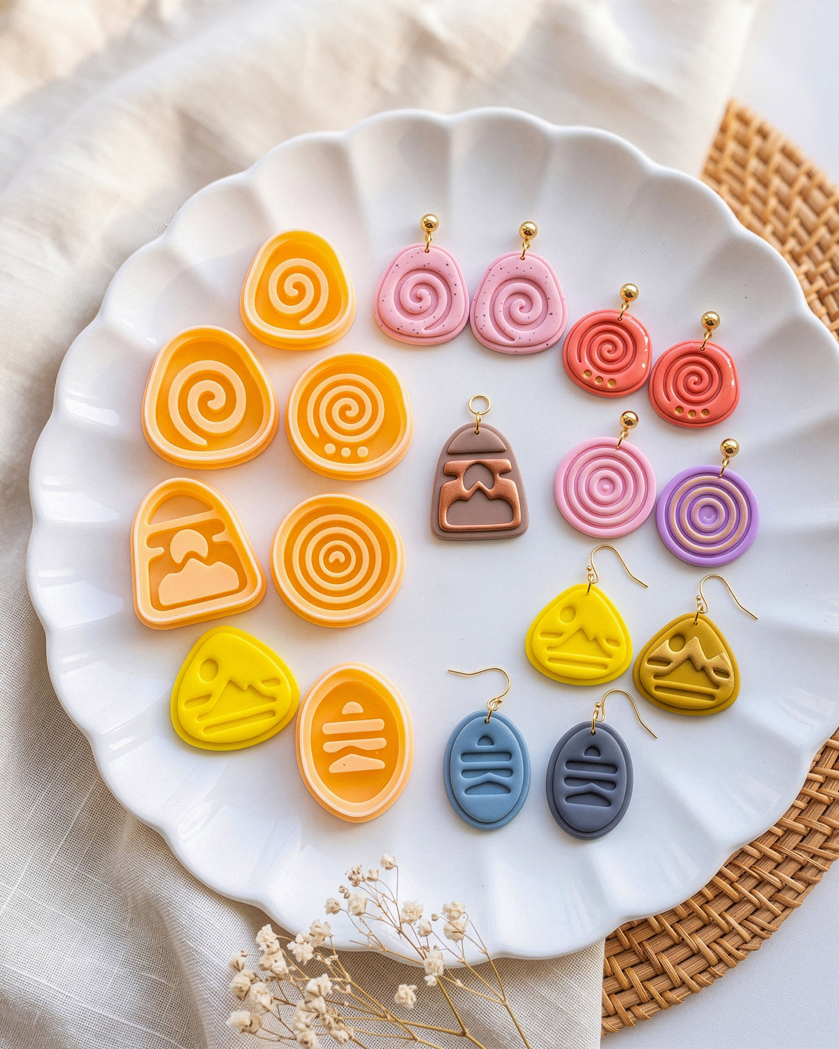 Boho Spiral & Mountain Imprint Clay Cutter Set – Process