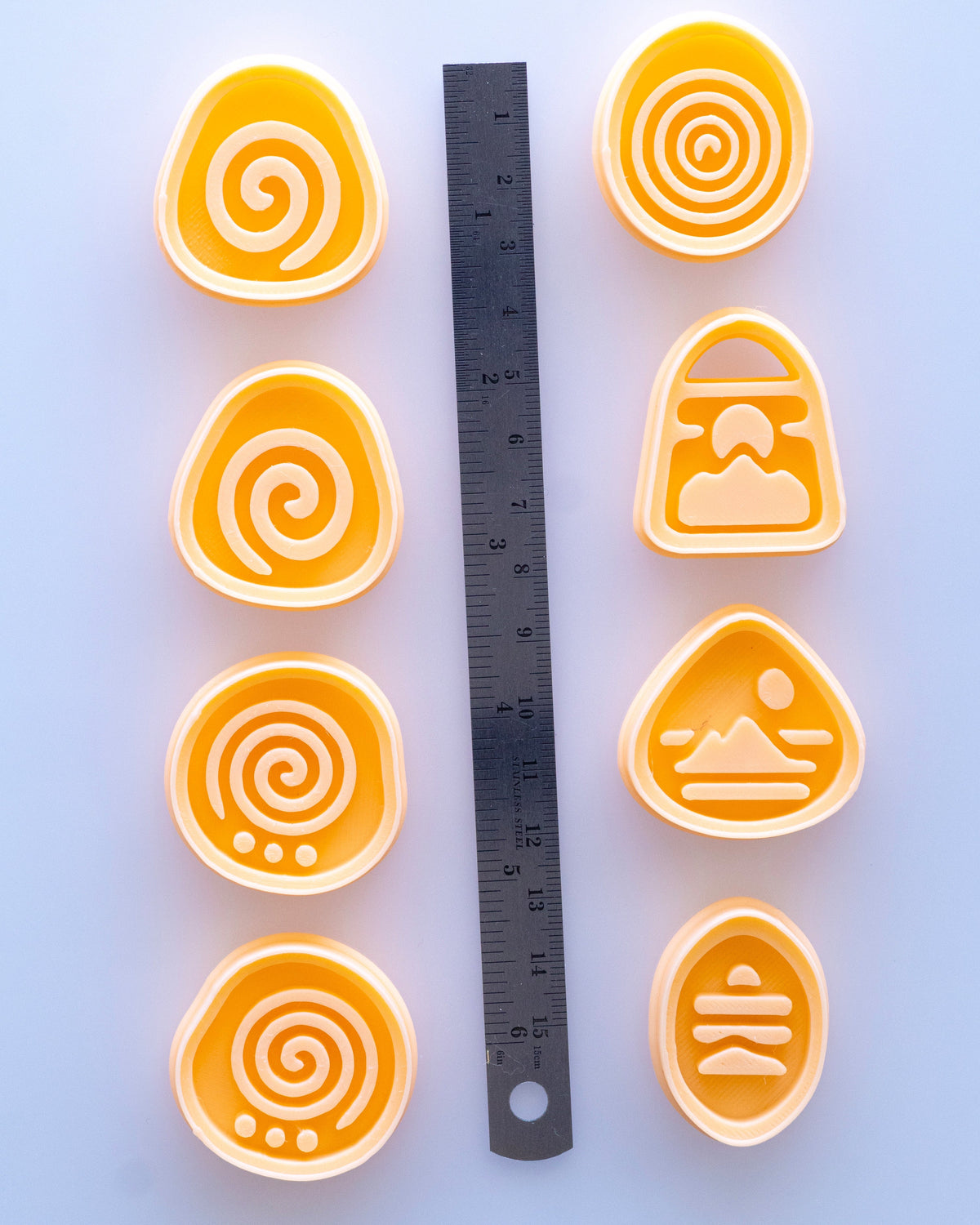Boho Spiral & Mountain Imprint Clay Cutter Set – Size Reference