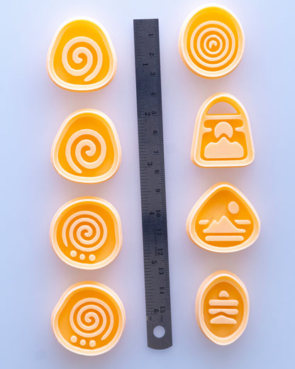 Boho Spiral & Mountain Imprint Clay Cutter Set – Size Reference