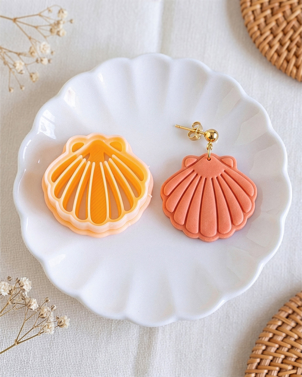 Scallop Shell Imprint Clay Cutter – Finished Result