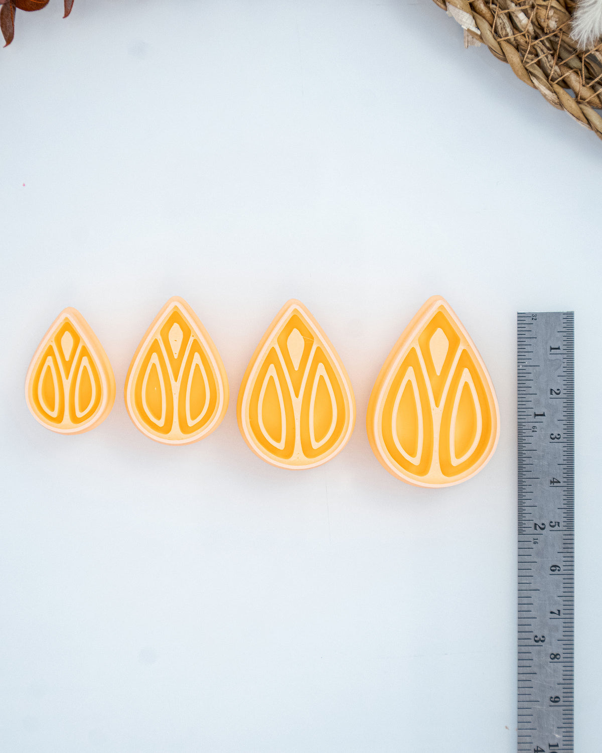Boho Teardrop Imprint Clay Cutter Set – Size Reference