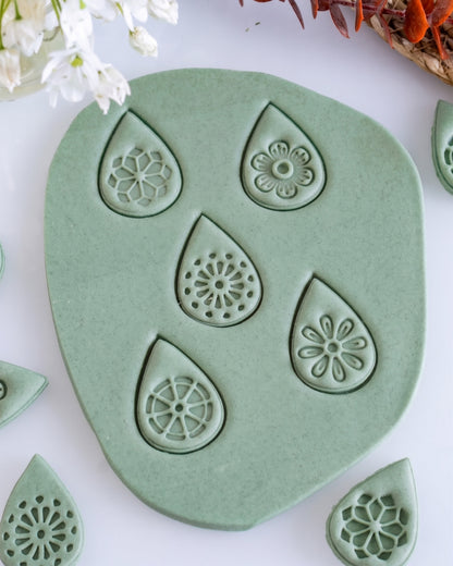 Botanical Teardrop Imprint Clay Cutter Set – Finished Result