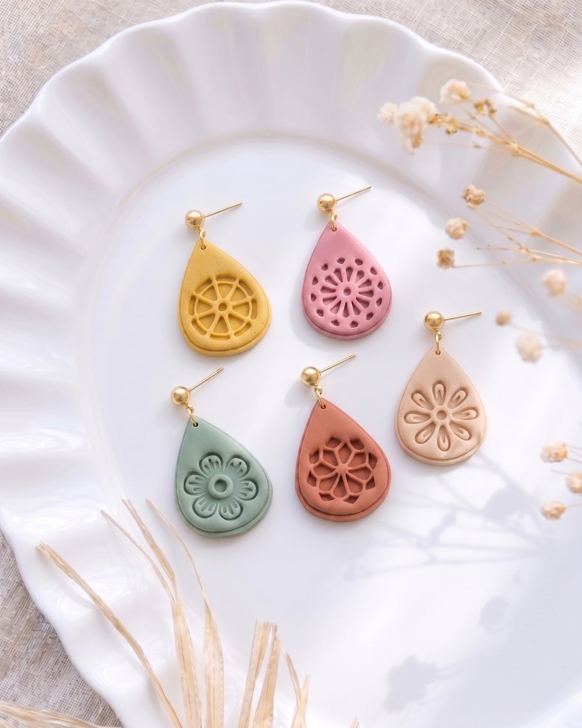 Botanical Teardrop Imprint Clay Cutter Set – Full Set
