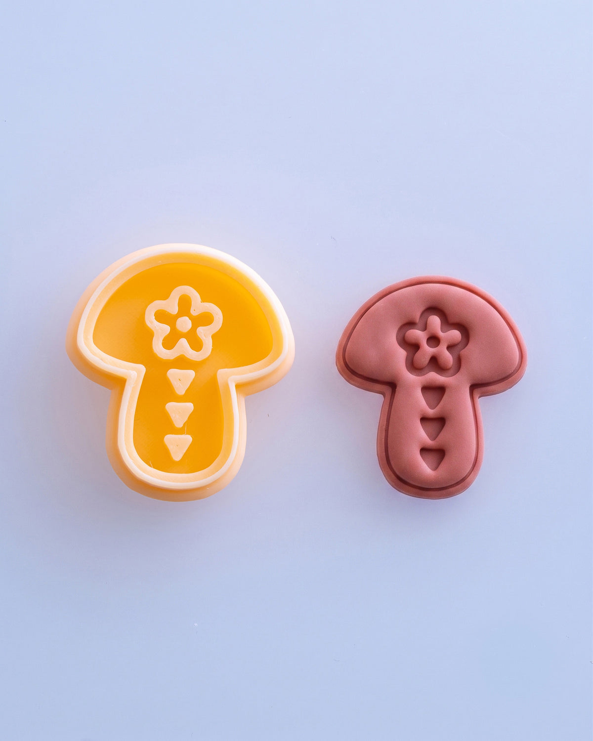 Scandi Folk Tri Mushroom Imprint Clay Cutter – Process