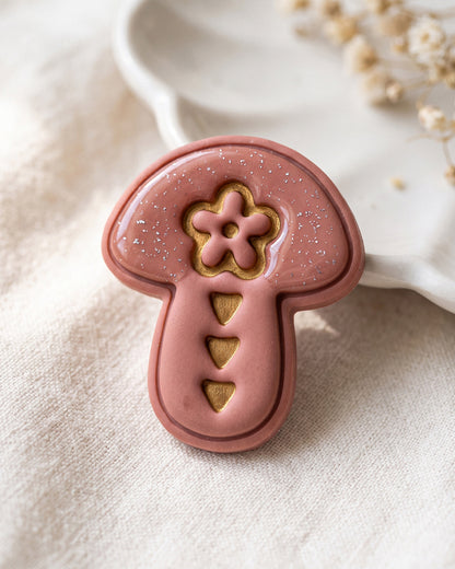Scandi Folk Tri Mushroom Imprint Clay Cutter – Detail