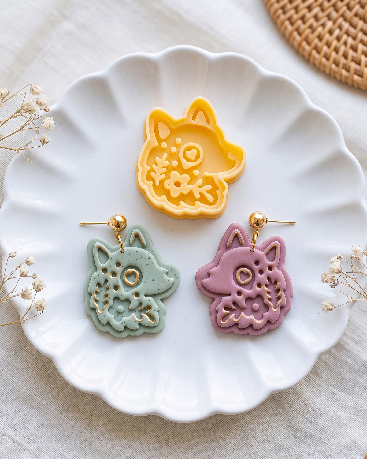 Scandi Folk Wolf Head Imprint Clay Cutter – Process