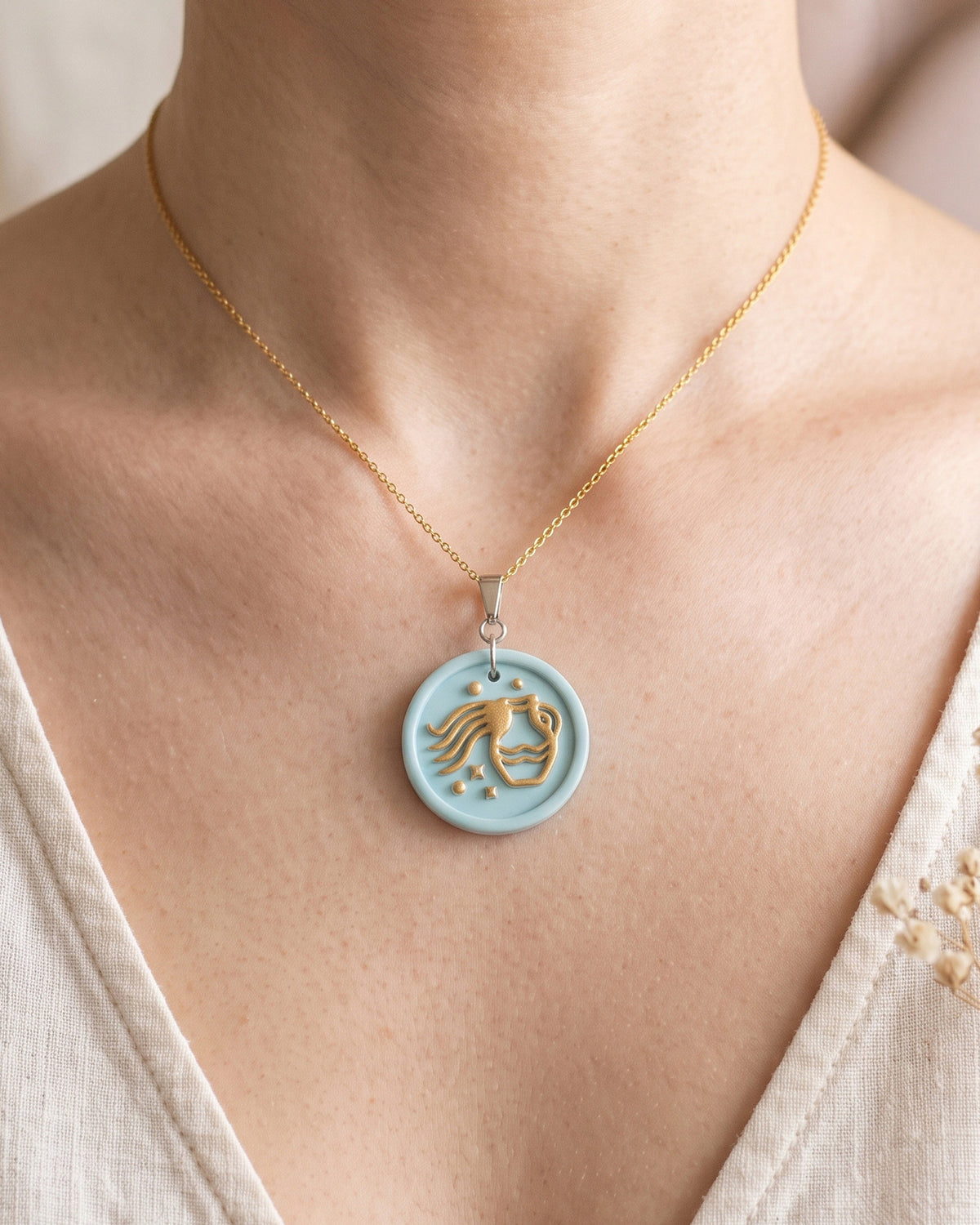 Aquarius Zodiac Imprint Clay Cutter – Wear Shot