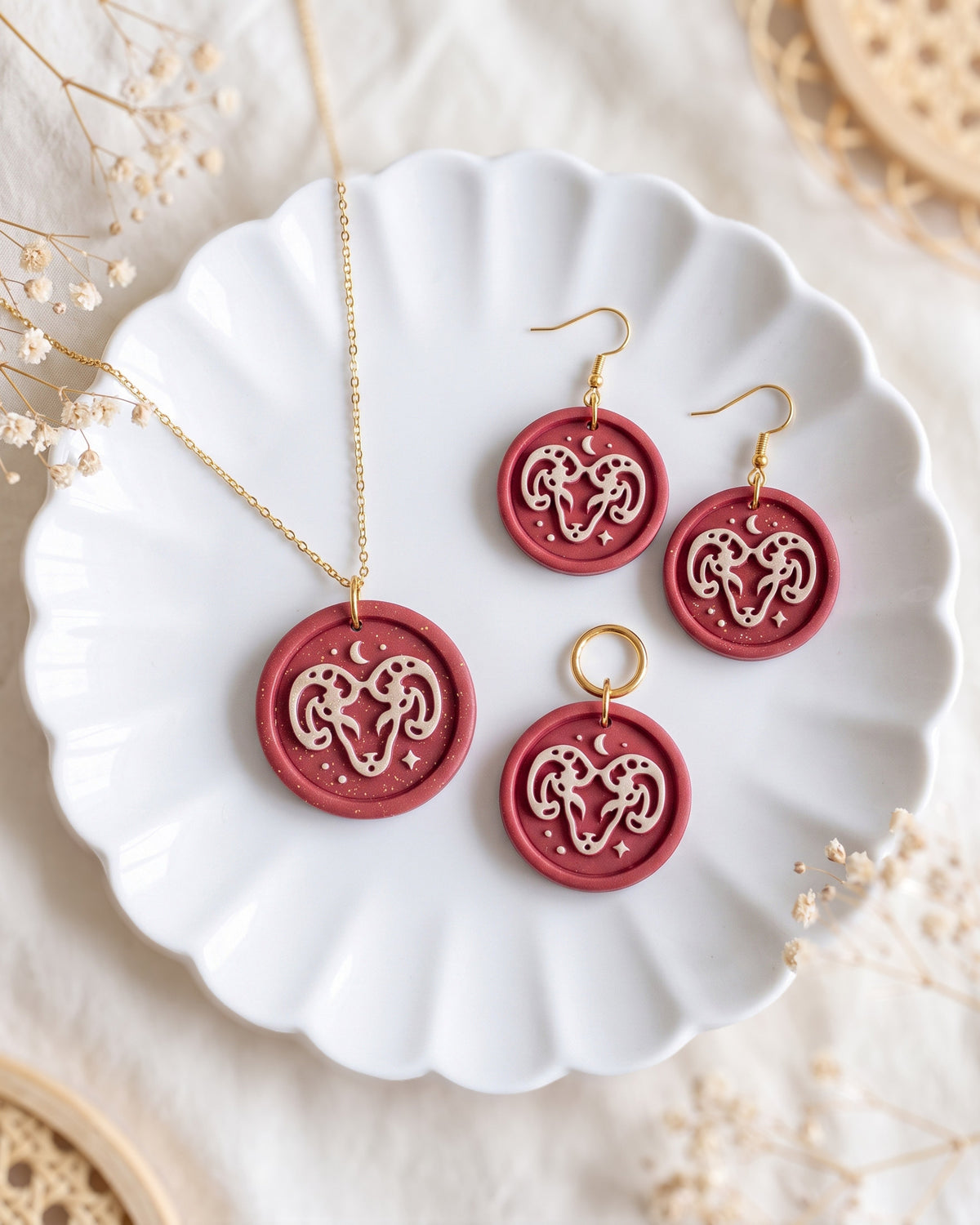 Aries Zodiac Imprint Clay Cutter – Finished Result