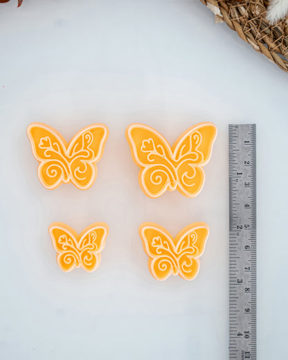 Boho Butterfly clay cutters shown with a ruler or size lineup to provide a practical scale reference.