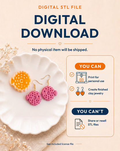 Digital download information graphic for the Pufferfish STL files, explaining that no physical item is shipped.