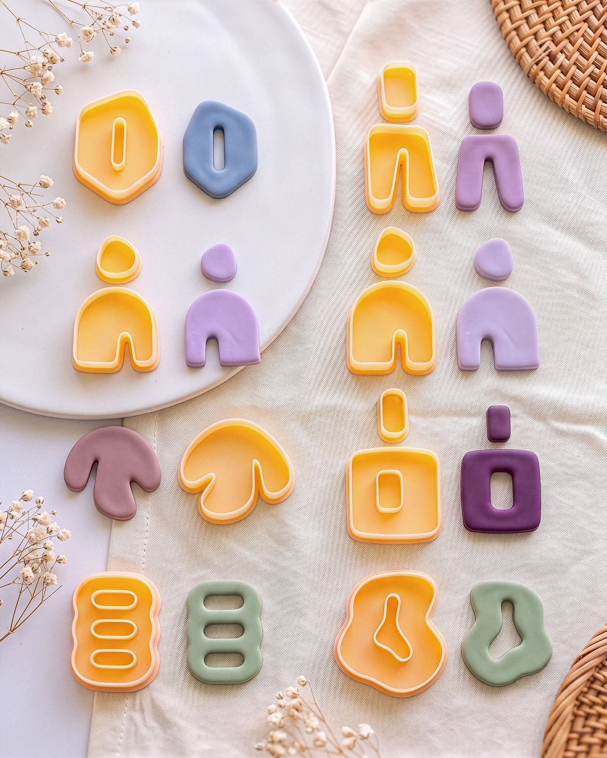 Boho and abstract polymer clay cutter collection