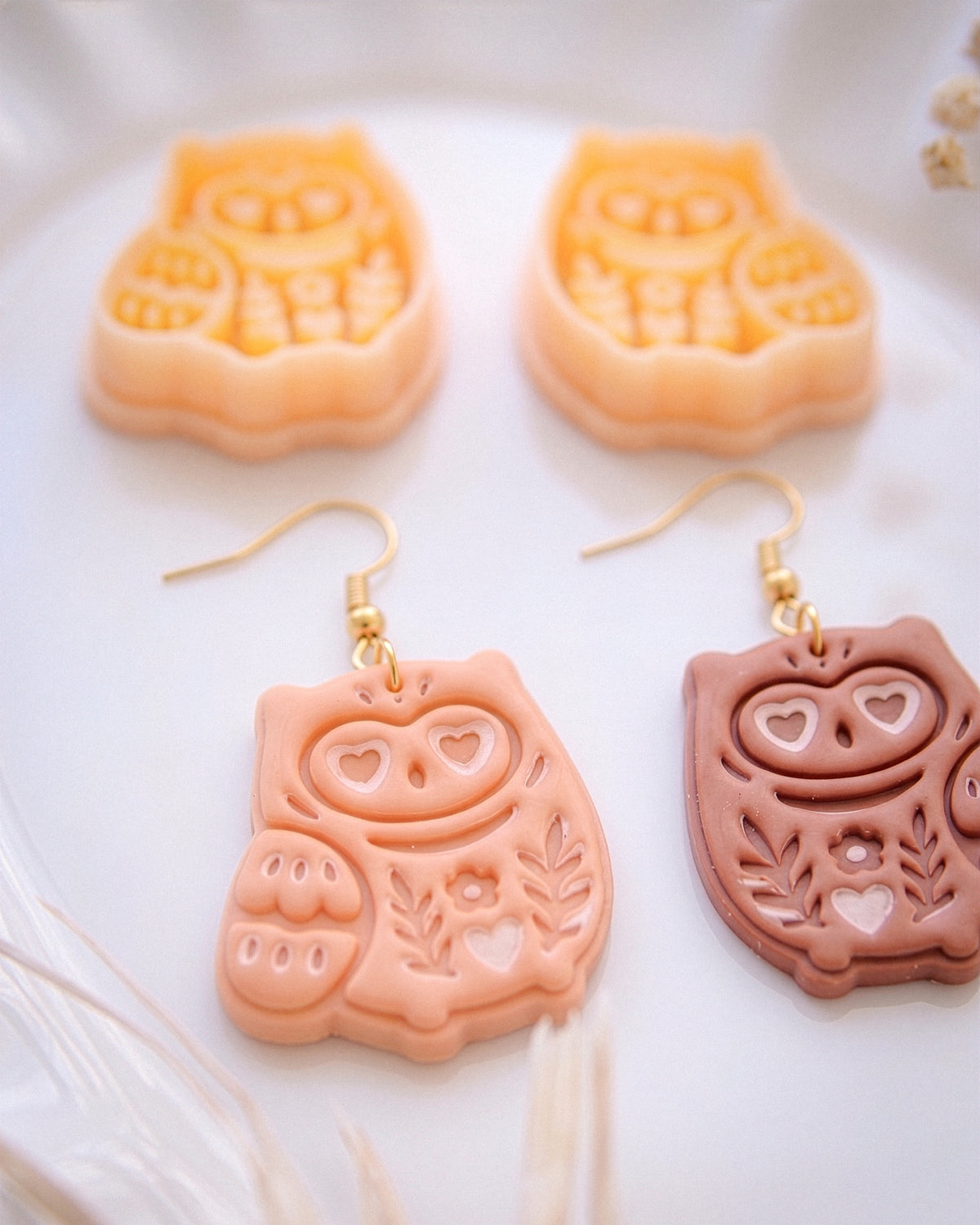 Scandi folk owl earrings and polymer clay cutters