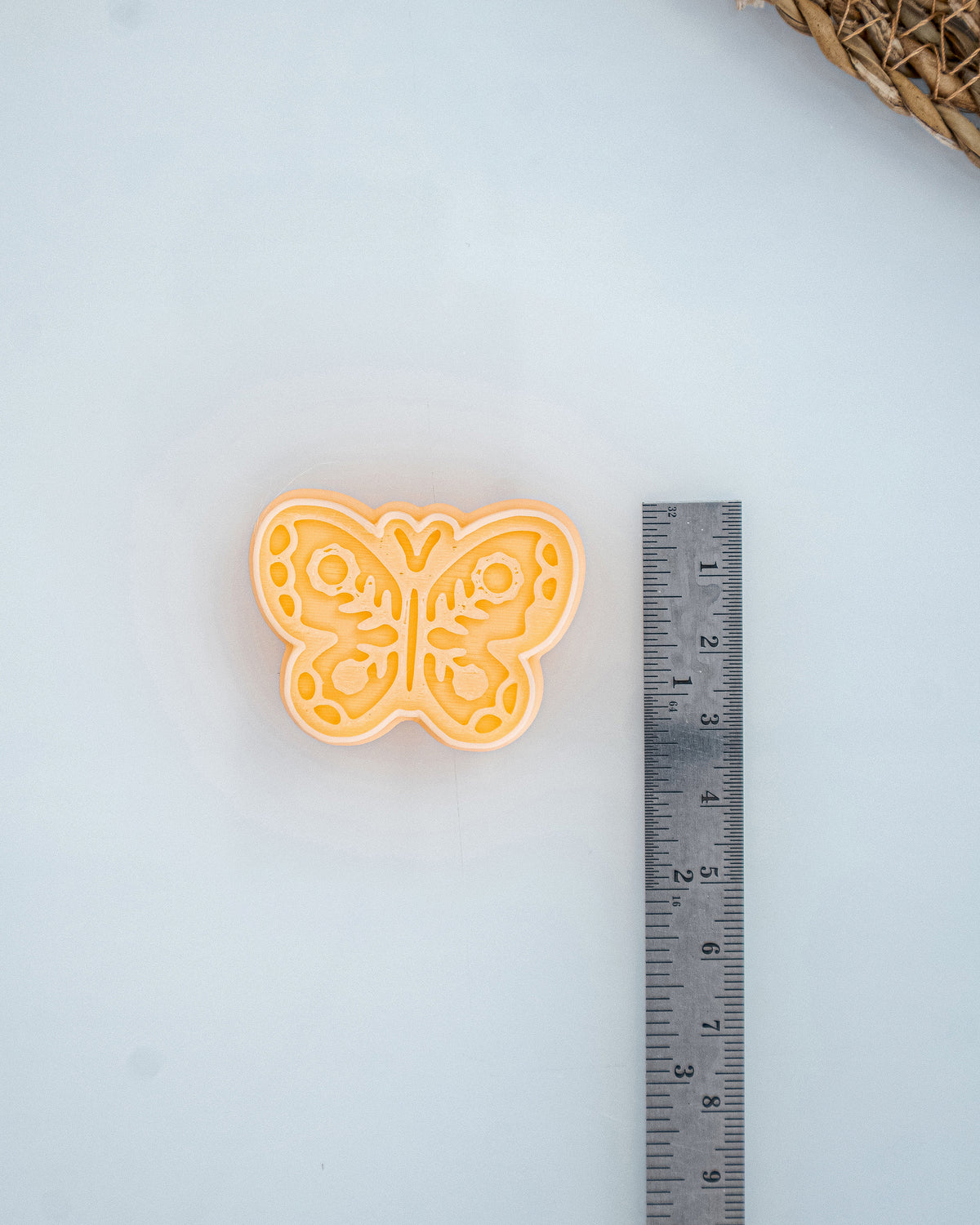 Scandi Folk Butterfly clay cutters shown with a ruler or size lineup to provide a practical scale reference.