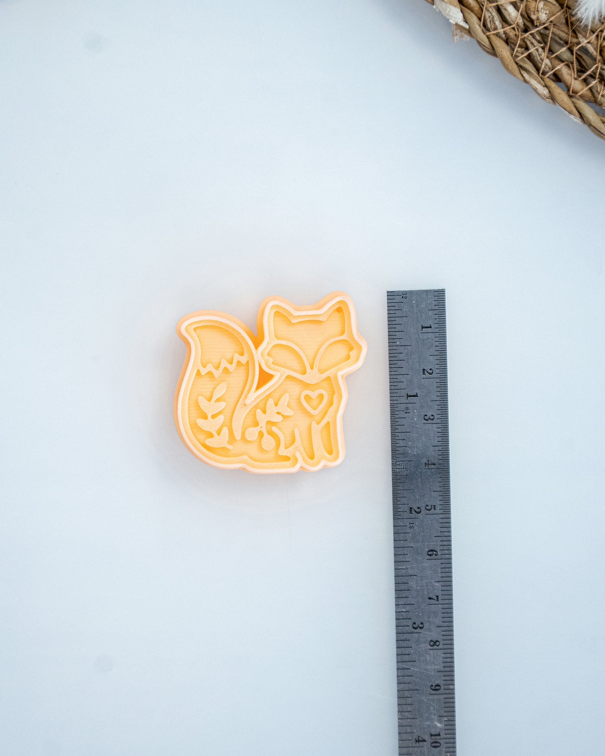 Woodland Fox clay cutters shown with a ruler or size lineup to provide a practical scale reference.