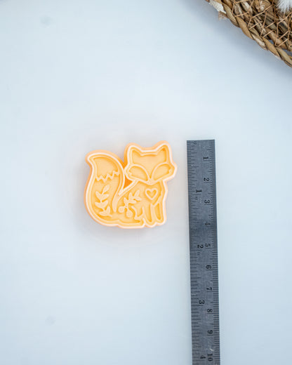 Woodland Fox clay cutters shown with a ruler or size lineup to provide a practical scale reference.